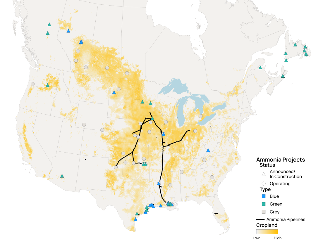 North American Cropland and Ammonia Infrastructure Orennia